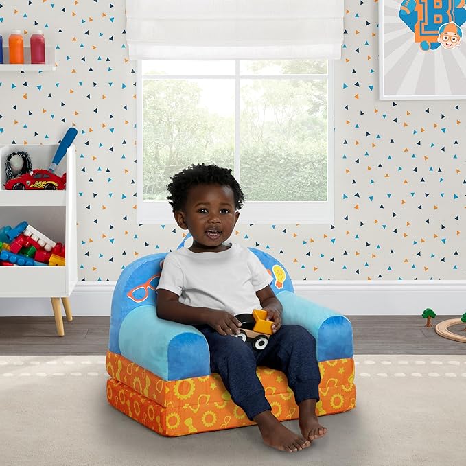 Delta Children Cozee Buddy Flip-Out Kids Chair, Blippi - LeafyLoom