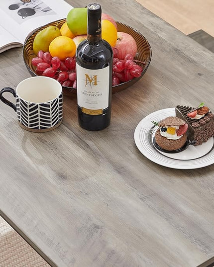 Dining Table Set for 4, 5-Piece Set Industrial Metal Wood 43.3" Kitchen Dining Table with 4 Dining Chairs, Indoor Modern Furniture Set for Dining Room, Dinette, Breakfast Nook, Grey - LeafyLoom