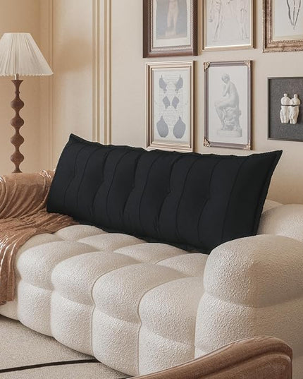 Johnear Bolster Pillow Headboard Backrest Pillow Large Daybed Cushion Lumber Back Pad Support Positioning Sofa Bed Rest Reading Pillow （Black, 76 x 3 x 20 inches） - LeafyLoom