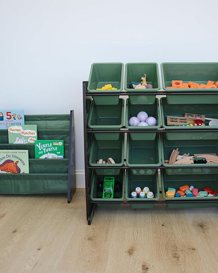 Humble Crew, Army Green Camo Hunter Toy Organizer with 12 Plastic Storage Bins - LeafyLoom