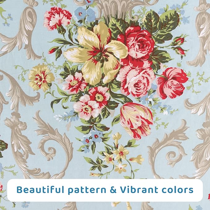 QSH Floral King Size Sheet Sets - Luxury Peony Flower Print Pattern Egyptian Cotton Printed Bedding Sheets 4pcs Extra Soft and Breathable 17.5" Extra Deep Pocket King Size Sheets - LeafyLoom
