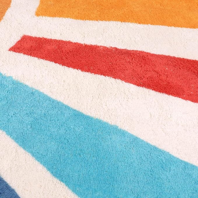 Kids Rugs for Playroom 5'x7' Rug, Boho Washable Area Rug for Kids Room, Rainbow Kids Nursery Rug Non-Slip Sunshine Carpet Soft Colorful Rug for Classroom Office Dining Room - LeafyLoom