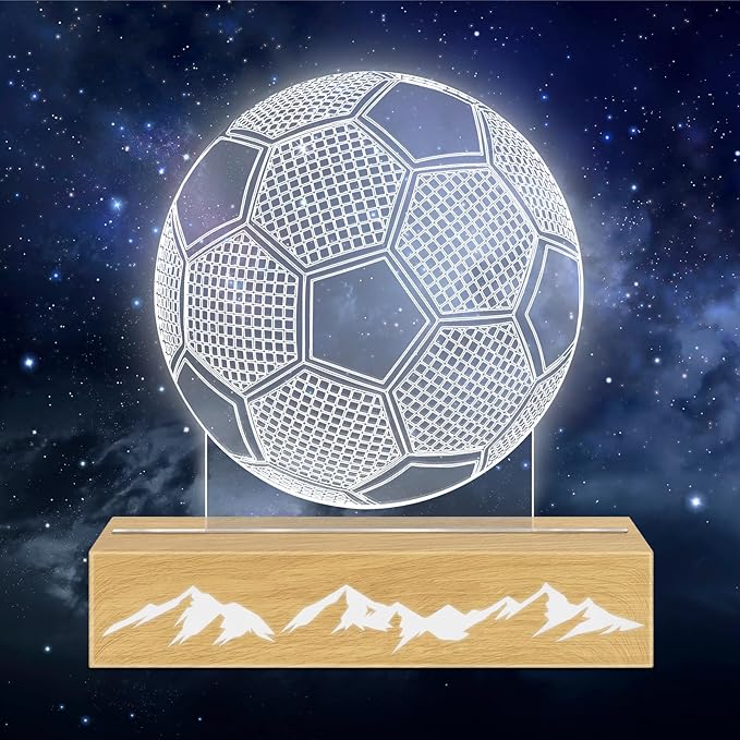 Ideas Soccer Gifts 3D Lamp - Unique Soccer Room Decor - Glow in The Dark Soccer Ball with Remote Contro, Soccer Birthday Gifts for Boys, Friend - LeafyLoom