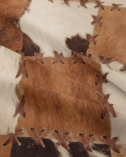 Tailor Shop Brown Cow Print Comforter Set King, Farmhouse Cow Print Bedding in A Bag, Leather Stitching Rustic Cowhide Comforter with 2 Matching Pillowcases Bedroom Decor…… - LeafyLoom