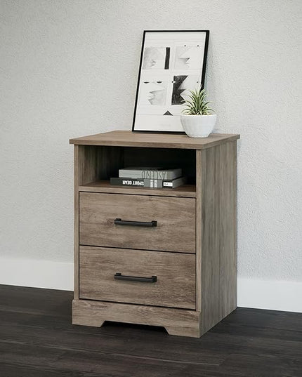 Prepac 2 Drawer Nightstand, 16.25in x 18.75in x 24.5in, Rustic Brown - LeafyLoom