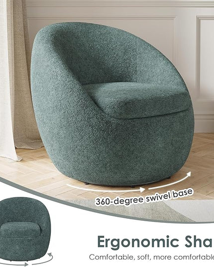 Farini Swivel Accent Chair,Swivel Barrel Chair, Comfy Oversized Round Accent Chair for Living Room Bedroom(Green) - LeafyLoom