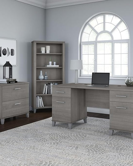 Bush Somerset 2-Drawer Lateral File Cabinet, Letter/Legal, Platinum Gray, 30-Inch (WC81280) - LeafyLoom