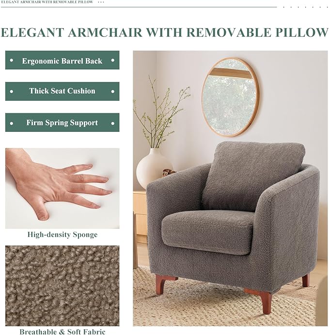 COLAMY H26-Brown-2pcs accent chair with ottoman, Set of 2, Brown - LeafyLoom