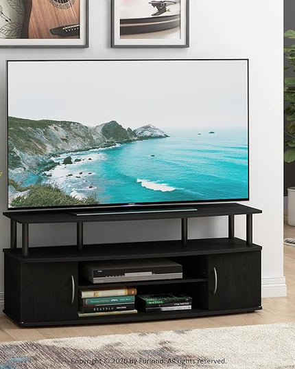 Furinno JAYA Large Entertainment Stand for TV Up to 55 Inch, Blackwood - LeafyLoom