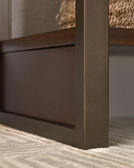 Leick Home Riley Holliday Computer Desk with Dropfront Keyboard Drawer, FURNITURE, Espresso/Gold - LeafyLoom