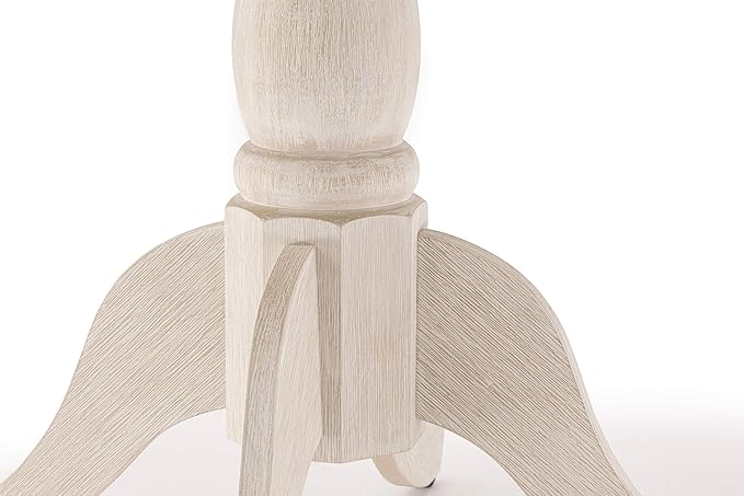 East West Furniture Antique Modern Kitchen Round Dining Table Top with Pedestal Base, 36x36 Inch, Butter Cream - LeafyLoom