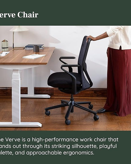 Branch Verve Chair - High Performance Executive Office Chair with Contoured Seat Back and Adjustable Lumbar Rest - High Density Foam Cushion with Aluminum Base - Up to 275 lbs - Galaxy - LeafyLoom