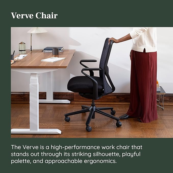 Branch Verve Chair - High Performance Executive Office Chair with Contoured Seat Back and Adjustable Lumbar Rest - High Density Foam Cushion with Aluminum Base - Up to 275 lbs - Galaxy - LeafyLoom
