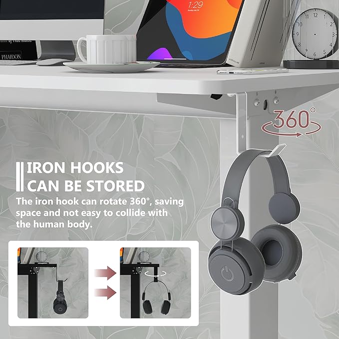 Whole Piece Standing Desk, 48 x 24 in, Electric, 176 lbs Capacity, Adjustable Height Desk for Home & Office, White - LeafyLoom
