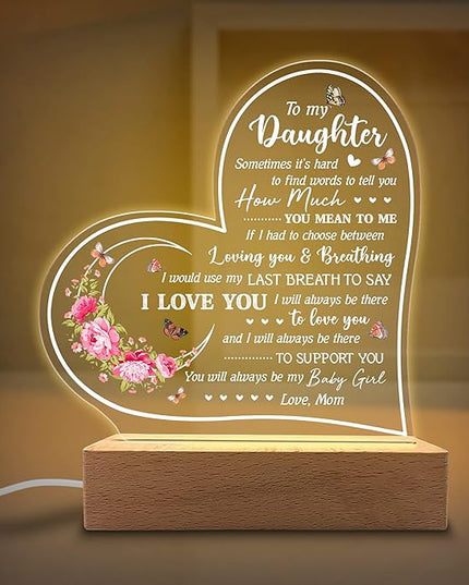 Acrylic Night Light Gifts for Daughter - You Will Always be My Baby Girl - Daughter Gifts from Mom, Dad for Birthday, Graduation, Wedding - Sentimental Gifts for Daughter - LeafyLoom