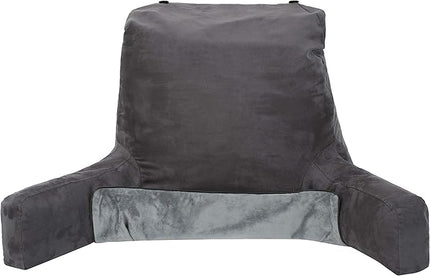 Husband Pillow XXL Cover Aspen Edition Iron Grey, Reversible Microfiber to Microsuede, Side & Back Pockets - Handle for Easy Transport - Super Cozy Bed Rest Pillow Cover with Arms - Easy Care - LeafyLoom