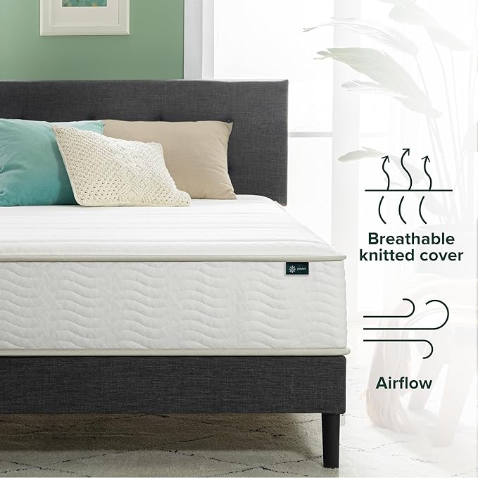 ZINUS 10 Inch Foam and Spring Hybrid Mattress [New Version], Queen, Fiberglass free, Medium Firmness, Durable Support, Certified Safe Foams & Fabric, Mattress in A Box - LeafyLoom