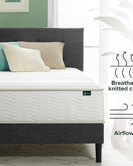 ZINUS 10 Inch Foam and Spring Hybrid Mattress [New Version], Twin, Fiberglass free, Medium Firmness, Durable Support, Certified Safe Foams & Fabric, Mattress in A Box - LeafyLoom