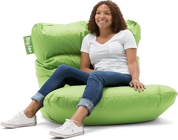 Big Joe Roma Bean Bag Chair, Spicy Lime Smartmax, Durable Polyester Nylon Blend, 3 feet - LeafyLoom