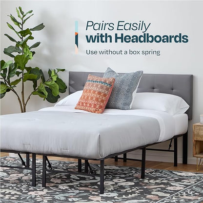 Linenspa 12” Memory Foam and Innerspring Hybrid Mattress + 14” Black Metal Platform Bedframe – Twin Mattress + Metal Folding Twin Bedframe - LeafyLoom