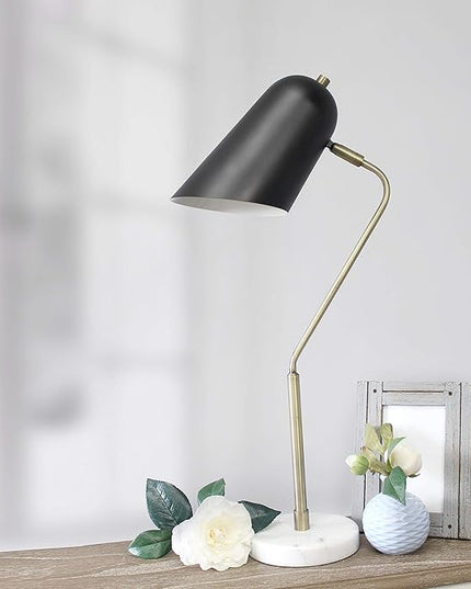 Elegant Designs LD1058-ABS Antique Brass and Marble Base Arched Desk Lamp - LeafyLoom