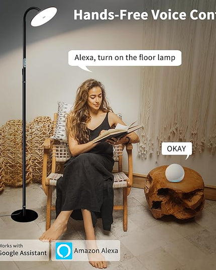 chiphy Floor Lamp, 76'' Tall Lamp, 40W 3500LM 30000Lux Super Bright Floor Lamp, Dimmable Brightness, with Smart Plug, for Living Room Bedroom Office - LeafyLoom