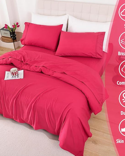 Whitney Home Textile Queen Sheet Set - 4 Piece Soft Breathable Bed Sheets for Queen Size Bed, Deep Pocket Lxuury Brushed Sheets, Hotel Bedding Sheets and Pillowcases, Wrinkle Free Oeko-Tex Sheets - LeafyLoom