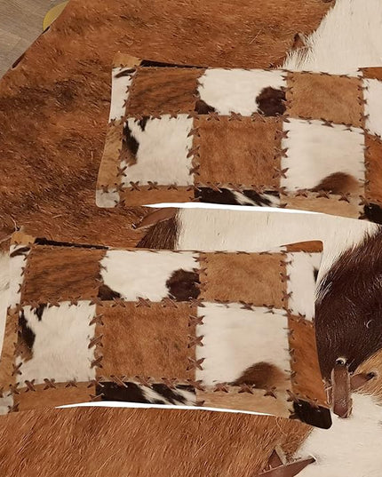 Tailor Shop Brown Cow Print Comforter Set Twin, Farmhouse Cow Print Bedding in A Bag, Leather Stitching Rustic Cowhide Comforter with 1 Matching Pillowcase Bedroom Decor……… - LeafyLoom