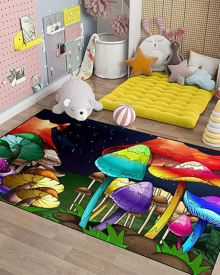 Mushroom Rugs for Bedroom Fantasy Mushroom Prints Rugs for Bedroom Mushroom Area Rugs for Girls Bedroom for Home Dining Living Room Rugs, 2'6''×4' - LeafyLoom