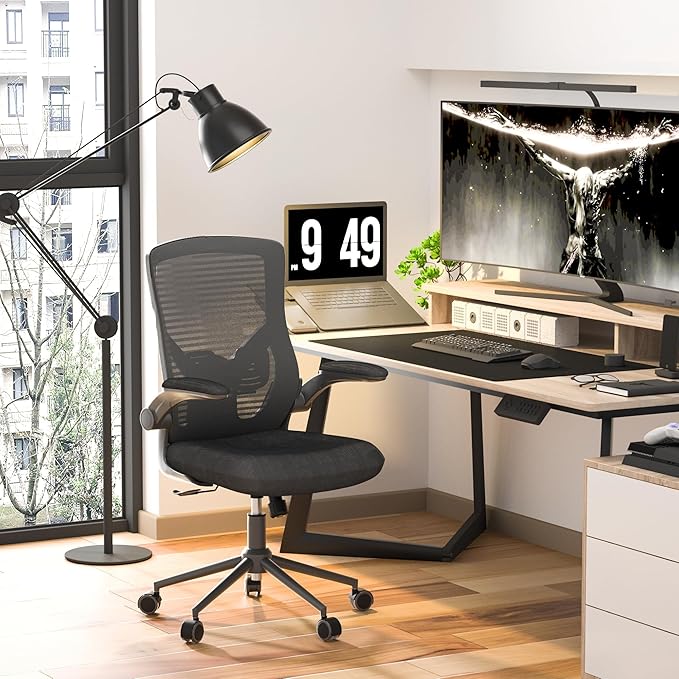 Office Chair, High Back Desk Chair with Adjustable Lumbar Support, Ergonomic Mesh Computer Chair with Premium Cold-Cured Cushion, Height Liftable Swivel Chair for Home Office - LeafyLoom