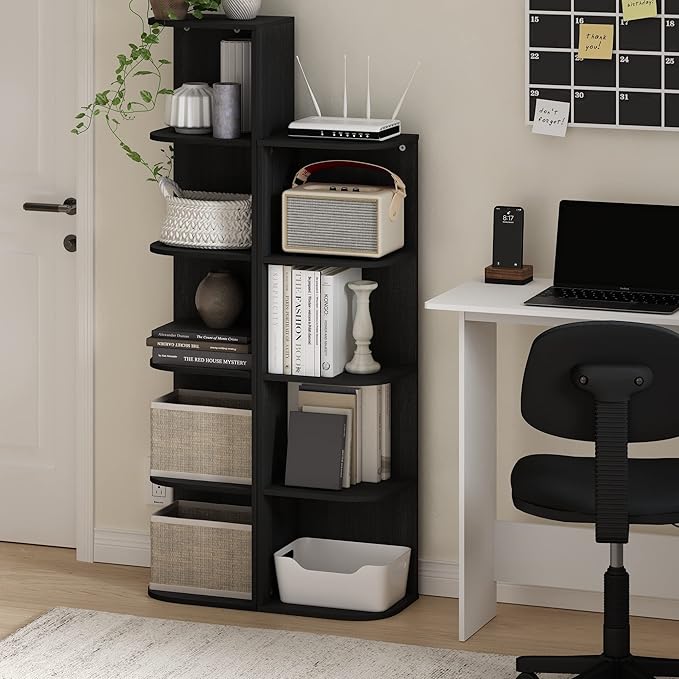 Furinno Pasir 4-Tier Corner Open Shelf Bookcase, Blackwood - LeafyLoom