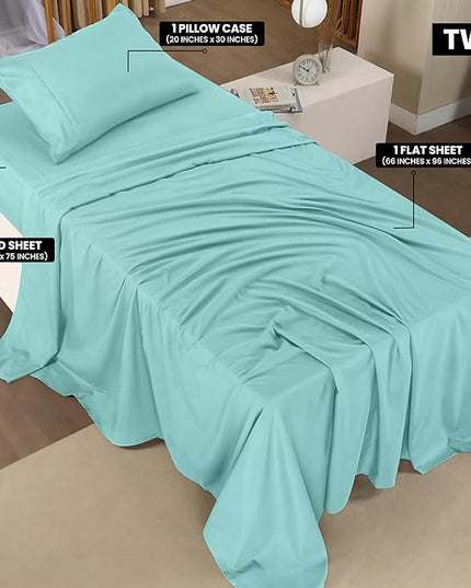 Utopia Bedding Twin Bed Sheets Set - 3 Piece Bedding - Brushed Microfiber - Shrinkage and Fade Resistant - Easy Care (Twin, Spa Blue) - LeafyLoom
