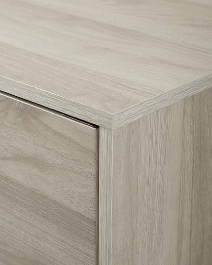 Walker Edison Saxon Mid Century Modern Glass Shelf TV Stand for TVs up to 65 Inches, 60 Inch, Birch - LeafyLoom