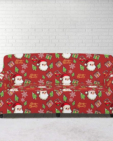 FKELYI Christmas Decor Red Sofa Slipcover for Living Room Santa Claus Sofa Couch Cover with Elastic Bottom Non-Slip Furniture Protector XL FKELYI