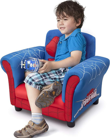 Delta Children Figural Upholstered Chair, Marvel Spider Man (Blue, Red) - LeafyLoom