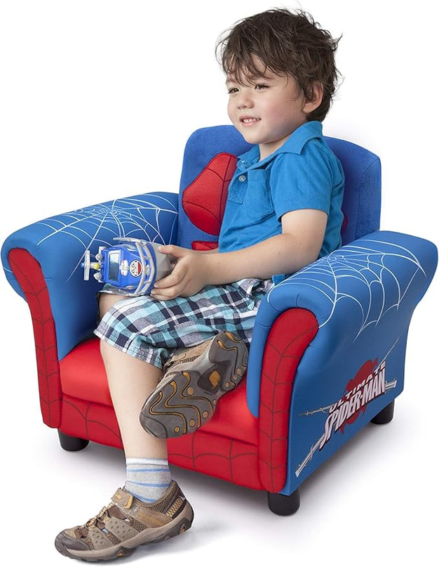 Delta Children Figural Upholstered Chair, Marvel Spider Man (Blue, Red) - LeafyLoom