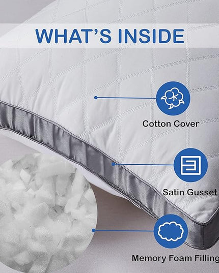 WhatsBedding Memory Foam Body Pillow -Fluffy Body Pillows for Adults -Large Long Bed Pillows for Sleeping - 20x54 inch, White - LeafyLoom