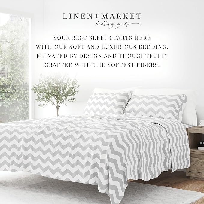 Linen Market 4 Piece Queen Bedding Sheet Set (Gray Arrow) - Sleep Better Than Ever with These Ultra-Soft & Cooling Bed Sheets for Your Queen Size Bed - Deep Pocket Fits 16" Mattress - LeafyLoom