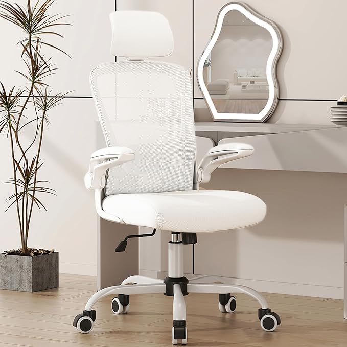 Mimoglad Office Chair, High Back Ergonomic Desk Chair with Adjustable Lumbar Support and Headrest, Swivel Task Chair with flip-up Armrests for Guitar Playing, 5 Years Warranty - LeafyLoom