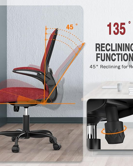 Office Chair, Ergonomic Desk Chair with Adjustable Lumbar Support, High Back Mesh Computer Chair with Flip-up Armrests-BIFMA Passed Task Chairs, Executive Chair for Home Office - LeafyLoom