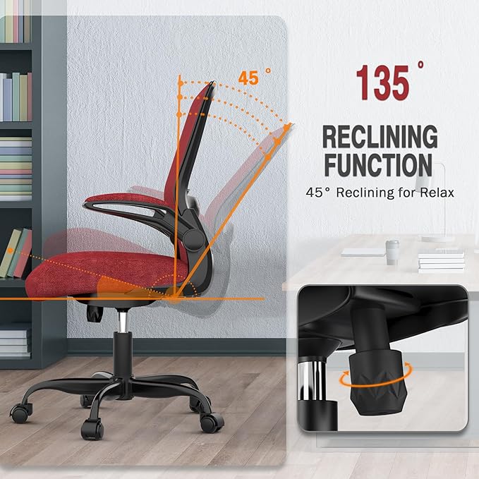 Office Chair, Ergonomic Desk Chair with Adjustable Lumbar Support, High Back Mesh Computer Chair with Flip-up Armrests-BIFMA Passed Task Chairs, Executive Chair for Home Office - LeafyLoom