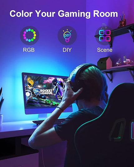 Nexillumi LED Lights for TV, 16.4 ft TV LED Backlight for 55-75 Inch, RGB LED Strip Lights Behind TV with APP Remote Control, Music Sync Smart Led Ambient Lighting for Bedroom Gaming Room Decor Nexillumi