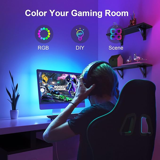 Nexillumi LED Lights for TV, 16.4 ft TV LED Backlight for 55-75 Inch, RGB LED Strip Lights Behind TV with APP Remote Control, Music Sync Smart Led Ambient Lighting for Bedroom Gaming Room Decor Nexillumi