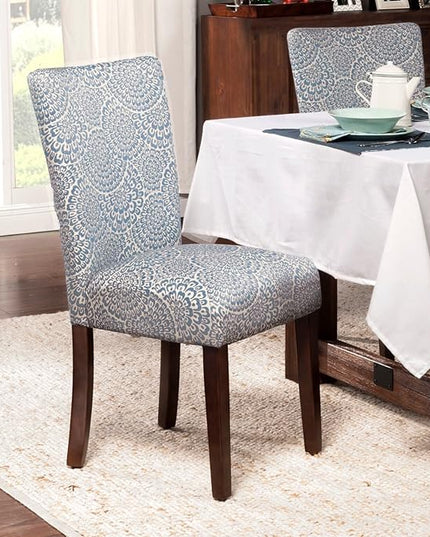 HomePop Parsons Classic Upholstered Accent Dining Chair, Set of 2, Navy and Floral - LeafyLoom