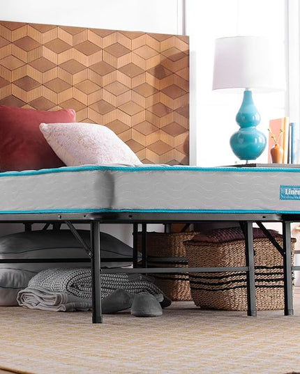 Linenspa 6-Inch Innerspring Mattress - Full + 14-Inch Folding Platform Bed Frame - LeafyLoom
