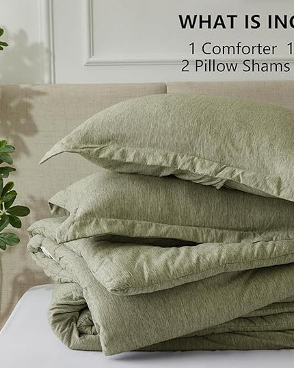 CozyLux King Size Comforter Set - 3 Pieces Olive Green Soft Luxury Cationic Dyeing Bedding Comforter for All Season, Breathable Lightweight Fluffy Boho Bed Sets with 1 Comforter and 2 Pillow Shams - LeafyLoom