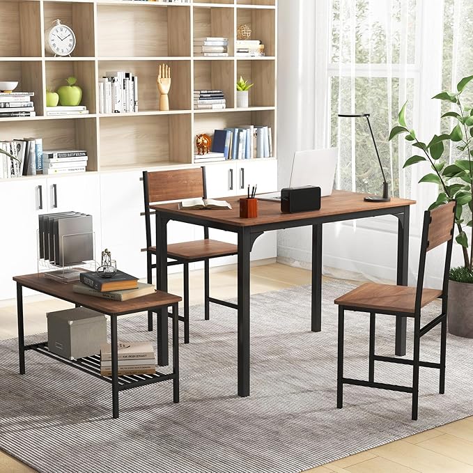 GLACER Dining Table Set, Small, Teak - LeafyLoom