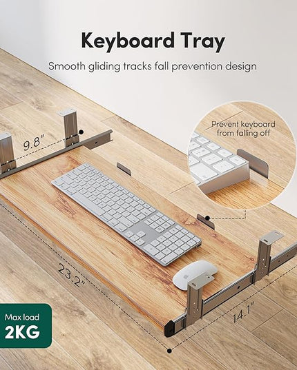 FEZIBO Standing Desk with Keyboard Tray, 55 × 24 Inches Electric Height Adjustable Desk, Sit Stand Up Desk, Computer Office Desk, Light Rustic - LeafyLoom