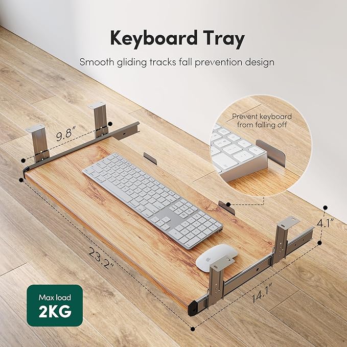 FEZIBO Standing Desk with Keyboard Tray, 55 × 24 Inches Electric Height Adjustable Desk, Sit Stand Up Desk, Computer Office Desk, Light Rustic - LeafyLoom