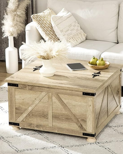 NicBex Coffee Table Wooden Coffee Table with Storage Square Center Tables with Open Top and Inner Compartment Dining Table for Living Room, Dining Room, Office, and Bedroom,31.5" W, Natural - LeafyLoom